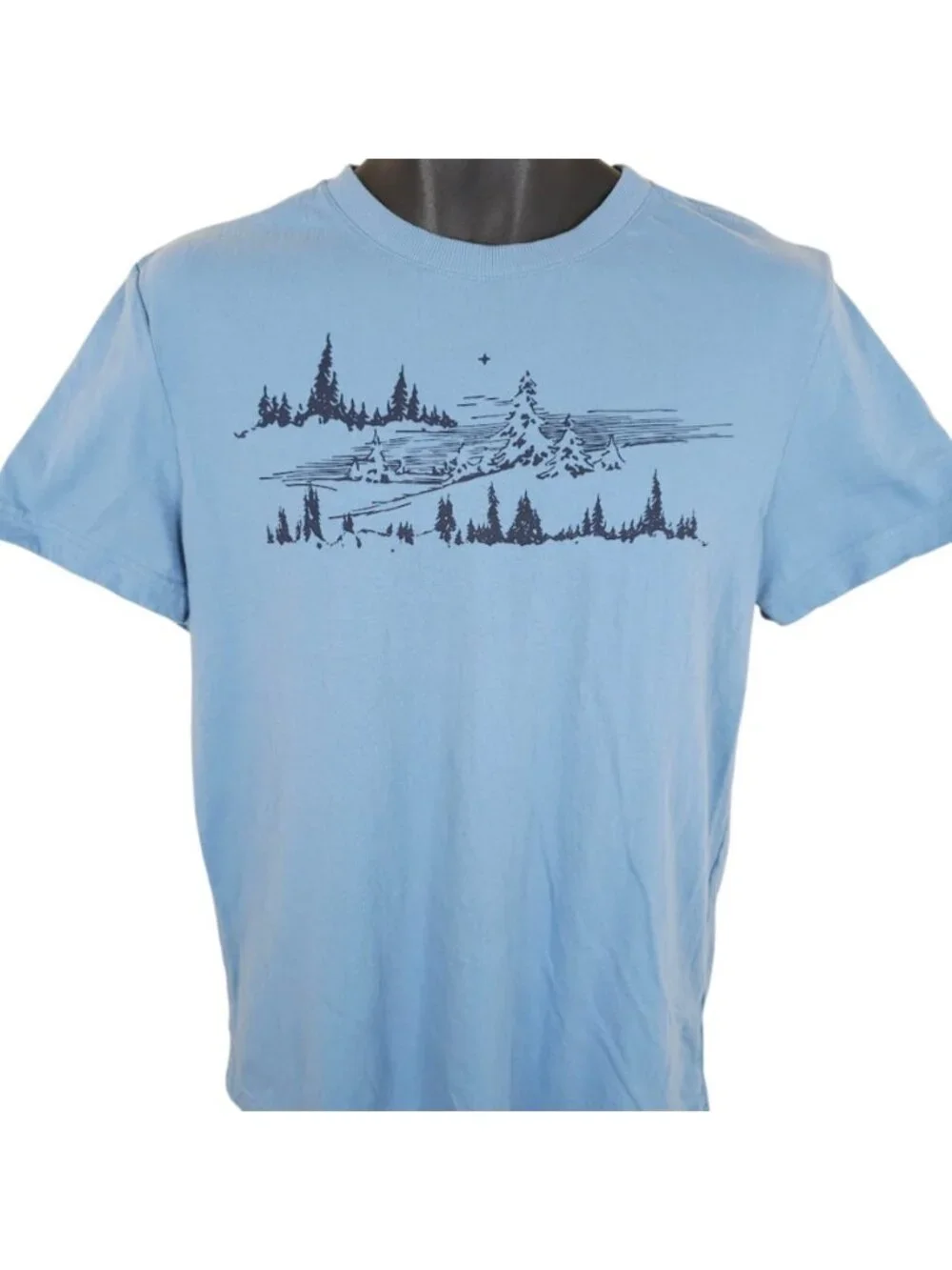 Snowy Mountain T Shirt Mens Size Medium Blue Outdoors Nature Tee